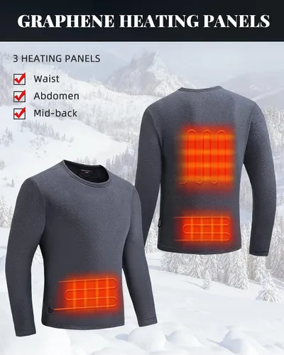 Vista 2 de Venustas Men's Heated Shirt Thermal Underwear with 5V Battery Pack, Winter Warm Base Layer Top & Bottom Set Long Johns