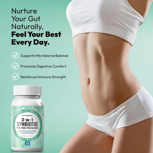 Vista 2 de NutraPep Synbiotics probiótico prebiótico posbiótico – Apoyo diario para la salud intestinal con pre Pro y post bióticos para hombres y mujeres