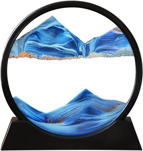 Vista 13 de Arthink Imagen de Arte de Arena en Movimiento en Vidrio Redondo 3D Paisaje de Mar Profundo, Arte de Arena Dinámico Paisajes de Arena, Decoración