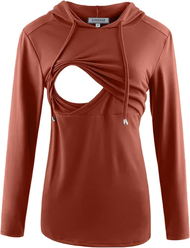 Vista 202 de GINKANA Sudadera con capucha para mujer, manga larga, lactancia materna, ropa casual