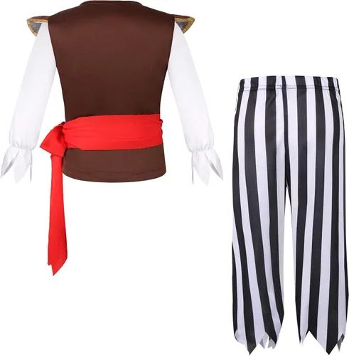 Vista 2 de Disfraz de pirata para niños con accesorios de pirata, disfraz de fiesta de Halloween