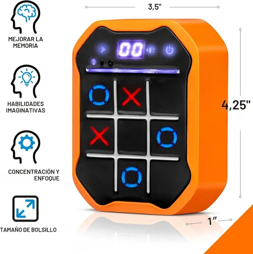 Vista 3 de Juego electrónico de mano Tic-Tac-Toe Juegos de memoria y cerebro 3 en 1 Regalo de cumpleaños para niños y adultos Pantalla táctil apta