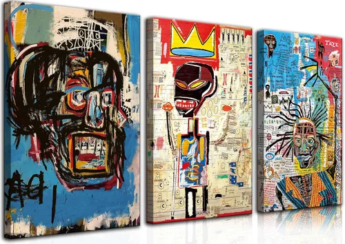 Vista 9 de 3 piezas de arte callejero de grafiti azul para decoración de pared, arte moderno, estética, lienzo, pintura, pintura abstracta, póster de hombre