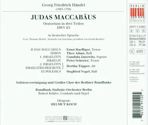 Vista 2 de Handel - Judas Maccabäus Janowitz Töpper Schreier Haefliger T. Adam Vogel H. Koch