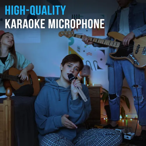 Vista 8 de NEW BAXS Micrófonos inalámbricos, sistema de micrófono dual de karaoke, Microfonos Inalambricos con receptor recargable, juego de micrófono dinámico