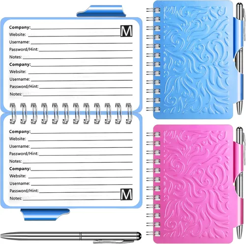 Vista 10 de Zonon 2 piezas mini libro de contraseñas con pestañas alfabéticas, libro guardador de contraseñas Metal, organizador portátil, elegante cuaderno