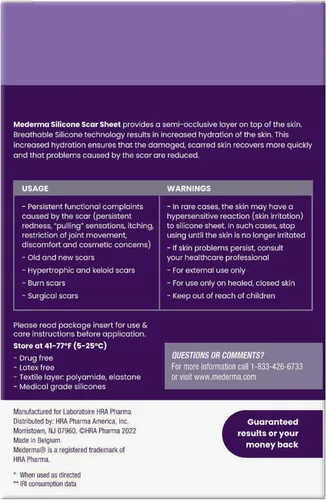 Vista 6 de Mederma Hojas de silicona de grado médico para cicatrices – Mejora la apariencia de cicatrices viejas y nuevas de lesiones, quemaduras y cirugía
