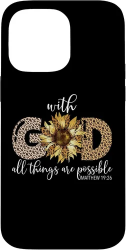 Vista 21 de iPhone 16 With God All Things Are Possible Leopard Sunflower Faith Case
