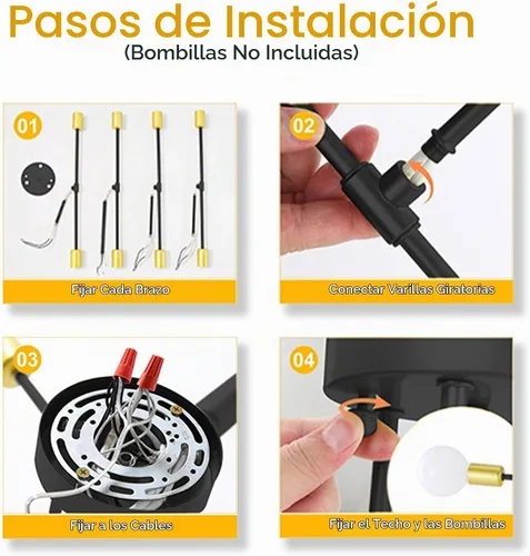 Vista 6 de Lámpara de techo de forma industrial DIY E26 Lámpara de techo de hierro vintage moderna para dormitorio, sala de estar, cocina, pasillo