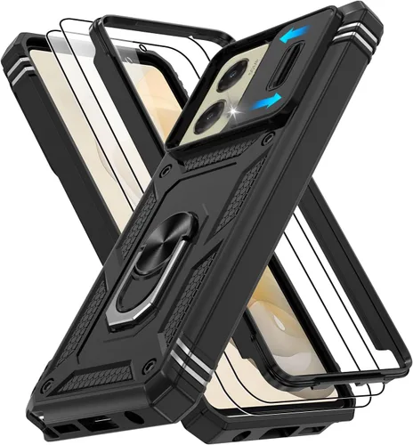 Vista 104 de Gritup Funda para Google Pixel 6 con cubierta deslizante para cámara y protector de pantalla (2 unidades), soporte de anillo giratorio 360°, funda