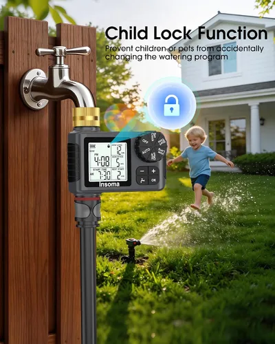 Vista 6 de Insoma Temporizador de agua WiFi para manguera de jardín, temporizador inteligente de aspersores, control remoto por aplicación, temporizadores