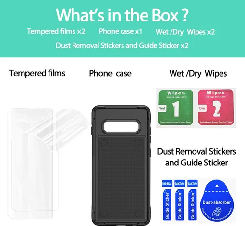 Vista 2 de Jeylly Funda para Samsung Galaxy S10 Plus S10+, ajuste delgado, doble capa, resistente, absorción de golpes, TPU con carcasa trasera de Negro