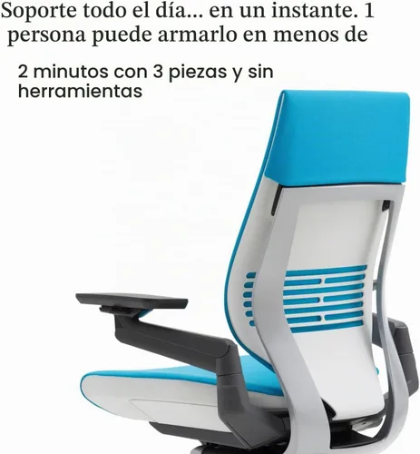 Vista 6 de Steelcase Gesture - Silla de oficina, Textil, azul Jay Tela Bluejay