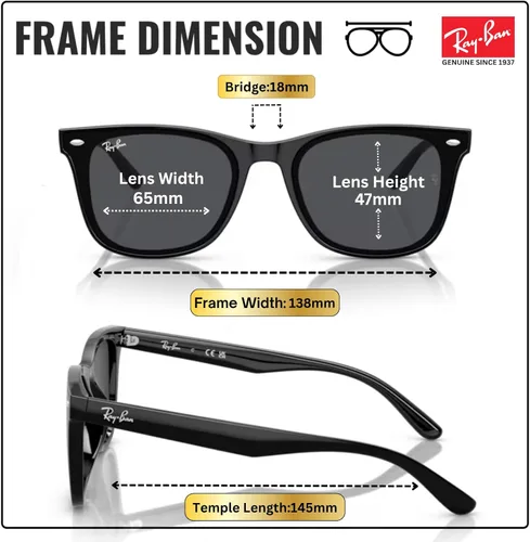 Vista 5 de Ray-Ban RB4420 Gafas de sol con forma cuadrada para hombres y mujeres con kit oficial de gafas Ray-Ban Marco negro pulido Lente gris oscuro