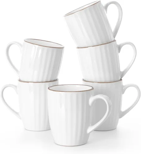 Vista 28 de famiware Venus - Tazas de café para 4, juego de tazas de 12 onzas, taza para beber con asa para café, té, cacao, leche, carbón