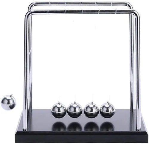 Vista 7 de MansWill Newton's Cradle, bola de equilibrio para decoración de escritorio, base de madera, bola oscilante de ciencia, rompecabezas de juguete