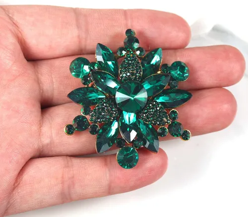 Vista 7 de YOQUCOL Broche con forma de flor de diamantes de imitación de cristal austriaco vintage para mujer