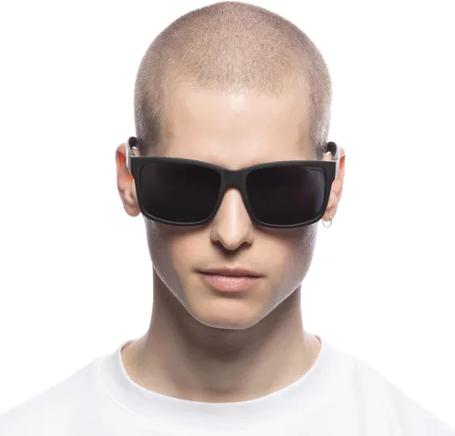 Vista 2 de Solarized Gafas de sol SQUARE D-FRAME para hombre, Caucho negro