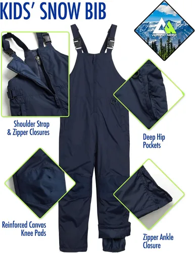 Vista 2 de Babero de nieve para niños Unisex para niños y niñas con aislamiento impermeable pantalones de nieve para esquísnowboard (2T-18)
