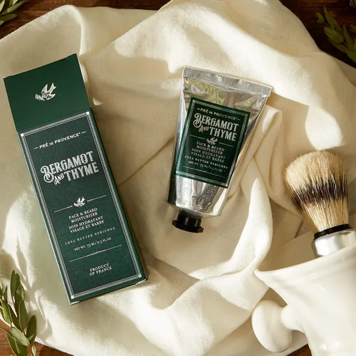 Vista 3 de Pre de Provence Bergamot & Thyme Colección de fragancias para hombre, crema para barba, 2.5 onzas líquidas
