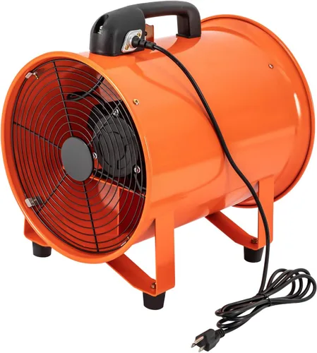 Vista 3 de Ventilador de escape utilitario, 12 pulgadas, 520 W 2295 CFM, ventilador portátil de alta velocidad, bajo ruido con manguera de conducto de 16 pies