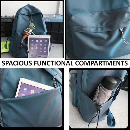 Vista 3 de Mochila para laptop con lindo accesorio Kawaii Trendy Daypack Casual 15.6", Negro