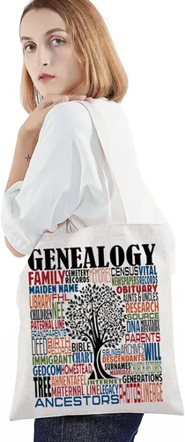 Vista 3 de BWWKTOP Genealogist Tote Bag Genealogía Regalos Historiador Investigador Bandolera Familiar Historiador Regalos