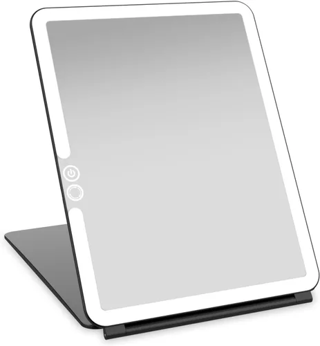 Vista 8 de LUNA London Eclipse LED Lighted Travel Vanity Makeup Mirror 3 Colour Light, Compact, Portable, Lighted, Rechargeable, Illuminated Mirror Perfect