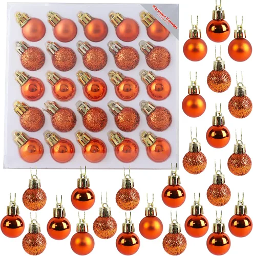 Vista 15 de Christmas Concepts® Juego de 25 mini bolas para árbol de Navidad - 25 mm - Adornos colgantes decorados con acabado brillante, mate y purpurina