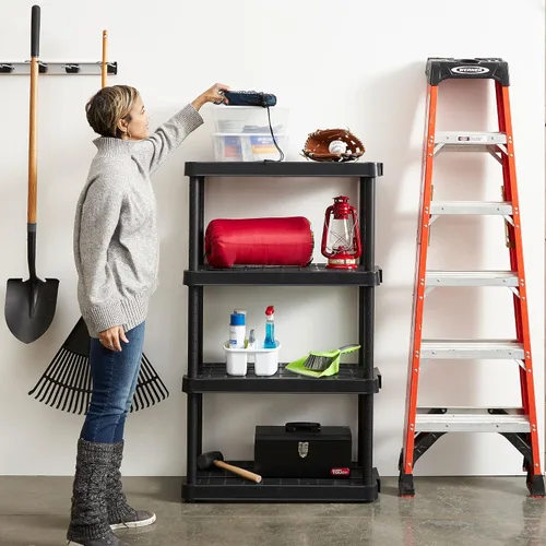 Vista 2 de Gracious Living Estantes organizadores de almacenamiento de 4 niveles para el hogar y el garaje, 54.5 pulgadas de alto x 32.0 pulgadas de ancho x