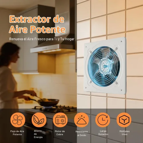 Vista 2 de Ventilador de escape de 6 pulgadas con controlador de velocidad, ventilador de ventilación de montaje en pared