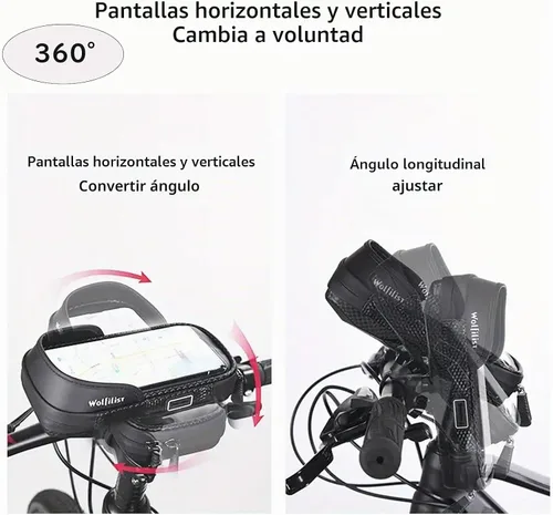 Vista 4 de WOLFILIST Soporte para teléfono de bicicleta EVA impermeable para marco frontal de bicicleta, bolsa de tubo superior para bicicleta, soporte