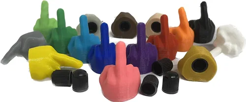 Vista 16 de 5 tapas de válvula de dedo medio, 16 colores, fabricadas en Estados Unidos