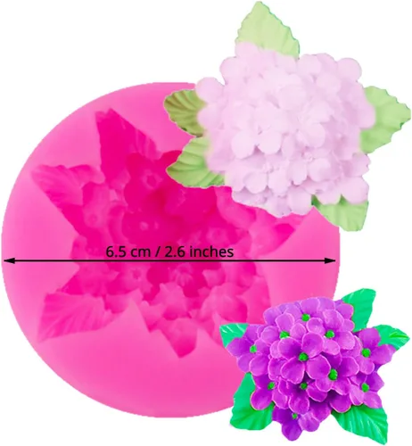 Vista 2 de Molde de silicona de crisantemo de hortensias de flores, para bricolaje, molde de fondant, hecho a mano, para pudín de chocolate, cupcake