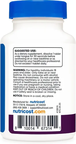 Vista 4 de Nutricost Melatonina 5 mg, 240 tabletas de disolución rápida (sabor a bayas mixtas), sin OMG, sin gluten