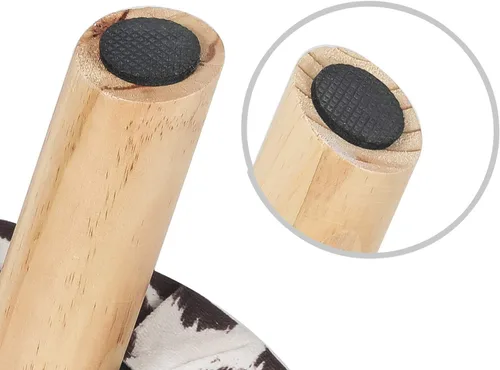 Vista 8 de Homebeez Taburete otomano redondo de terciopelo, reposapiés pequeño con patas antideslizantes (vaca marrón)
