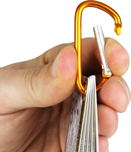 Vista 7 de ReferenceReady Guía de bolsillo para nudos al aire libre: tarjetas impermeables para atar nudos con mini mosquetón, 22 nudos de cuerda para camping