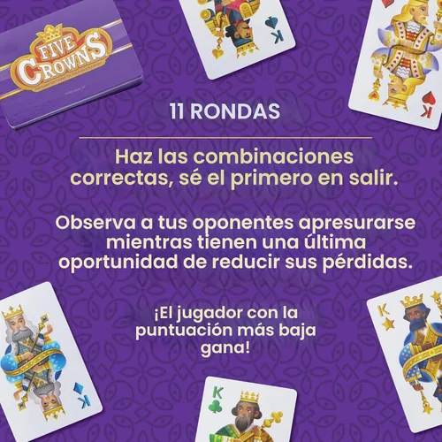 Vista 4 de Five Crowns Travel Case Rummy Style Juego de cartas para niños, noche de Cinco Corona