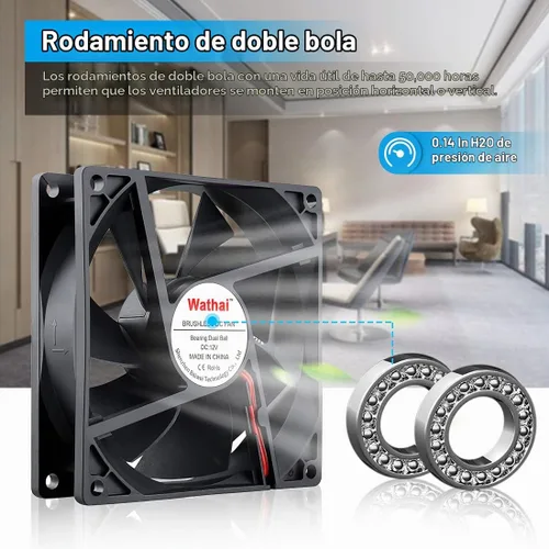 Vista 3 de Wathai Ventilador sin escobillas de 3.622 in 12 V DC Ventilador