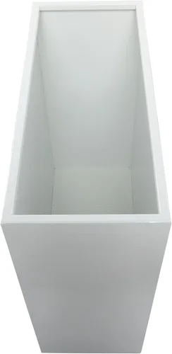 Vista 2 de Deco 79 Maceta de metal para interiores y exteriores, maceta rectangular grande, juego de 2 macetas de 28 pulgadas, 24 pulgadas de alto, color blanco