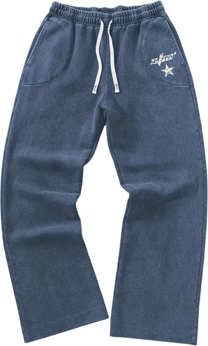 Vista 23 de SOLY HUX Pantalones deportivos holgados Y2k con cordón para hombre Gris oscuro