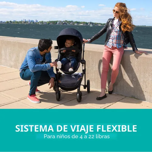 Vista 4 de Evenflo - Sistema de viaje modular pivotante con asiento de coche infantil LiteMax (gris casual)