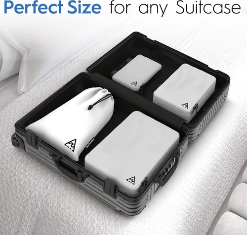 Vista 7 de Cubos y bolsas de embalaje de compresión de lujo de 84 piezas para viajes, maximiza el espacio en el equipaje con diseño de doble capacidad