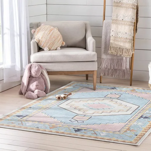Vista 7 de Well Woven Medallón Alfombra Rosa 6' x 9' Colección Apollo Kids