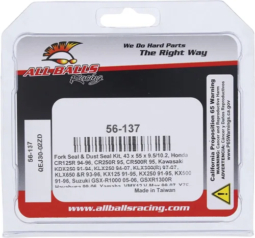 Vista 4 de Kit de horquilla y sello anti polvo All Balls Racing 56-137 Compatible con/Reemplazo para Honda Kawasaki Suzuki Yamaha