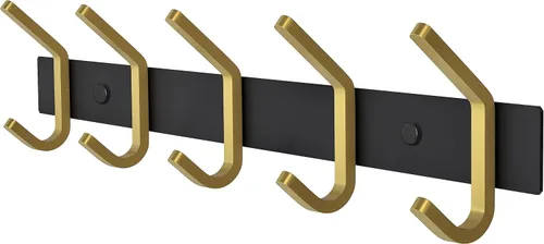 Vista 19 de Perchero de Abrigos Pequeño Negro Mate para Pared – Riel de Ganchos de Acero Inoxidable de 6 Pulgadas con 2 Ganchos Dobles para Abrigos