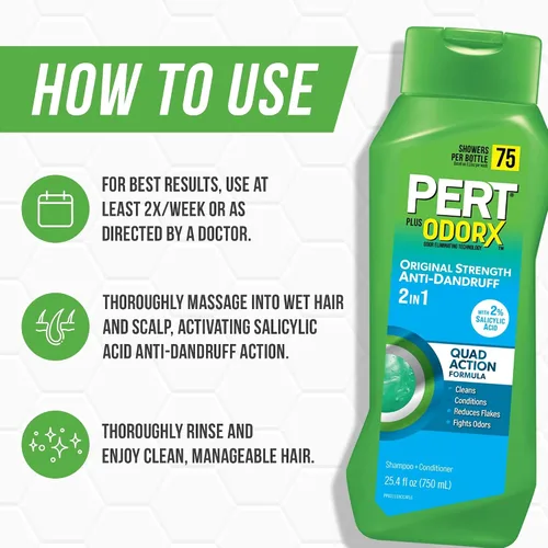 Vista 6 de Pert Plus Champú 2 en 1 + Acondicionador Control de la caspa 25.40 oz (Paquete de 5)