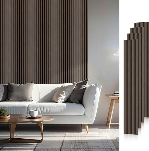 Vista 27 de SMARTSTANDARD Paneles acústicos de listones de madera de muestra, panel de pared de listones de madera insonorizado, nogal, paquete de muestra