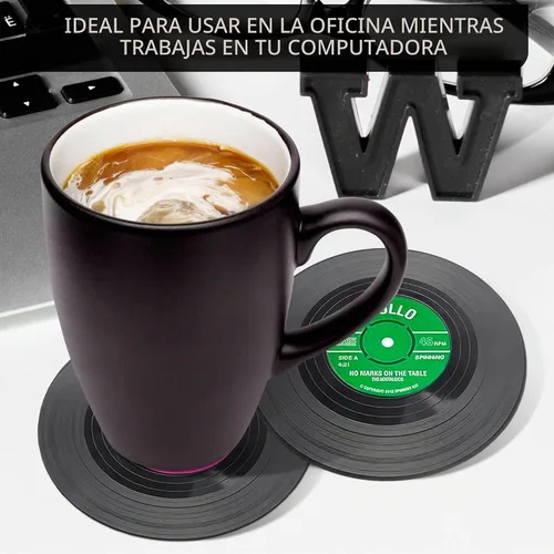 Vista 7 de 6Pcs Vinyl Coasters for Drinks, 4.1" Size, Durable & Heat-Resistant