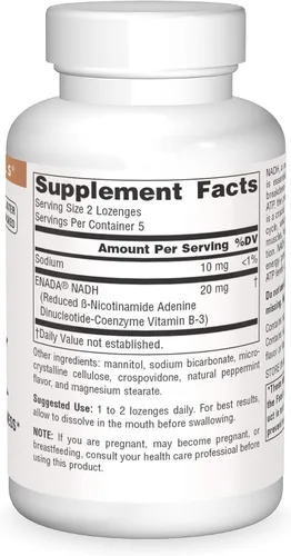 Vista 3 de Source Naturals NADH 10 mg, aumenta la energía y el estado de alerta mental - 10 Tabletas